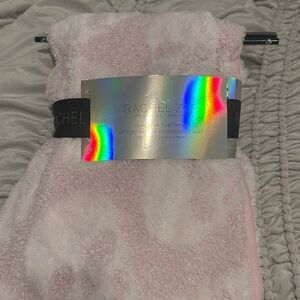 NWT Viral Rachel Zoe Pink Halloween Skull Sparkle Tinsel Faux Fur Blanket